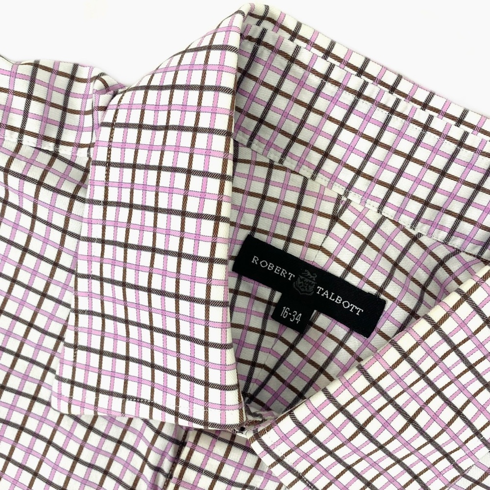 Robert Talbott Pink Grid Pattern Dress Shirt 16 - image 1